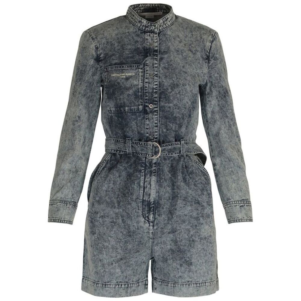 Stella Mccartney Womens  Bleached Denim Romper, Blue
